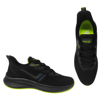 Calcetto CLT-0964 Black Lime Running Sports Shoe For Men
