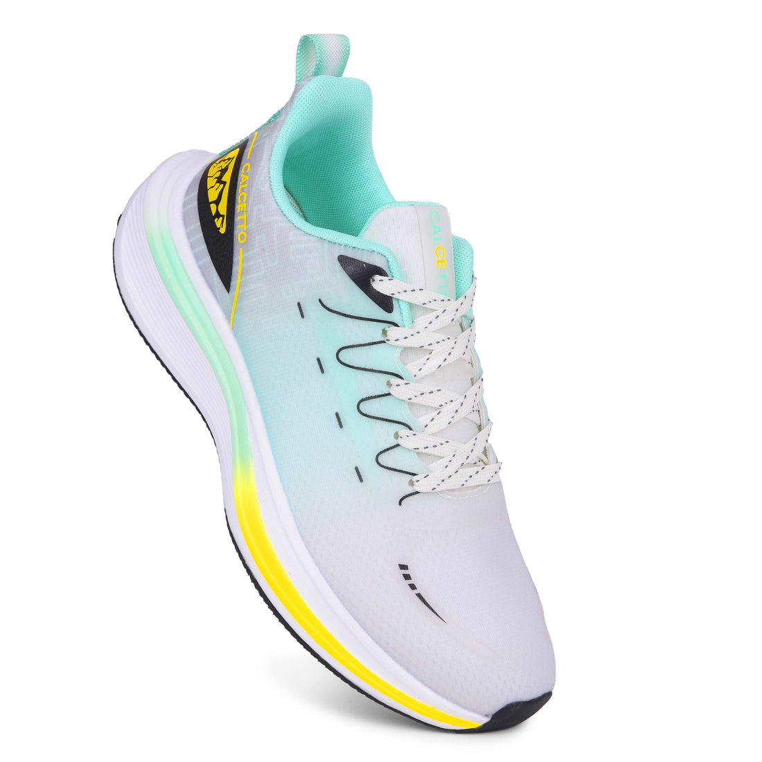 Calcetto CLT-0997 White Green Running Sports Shoe For Men