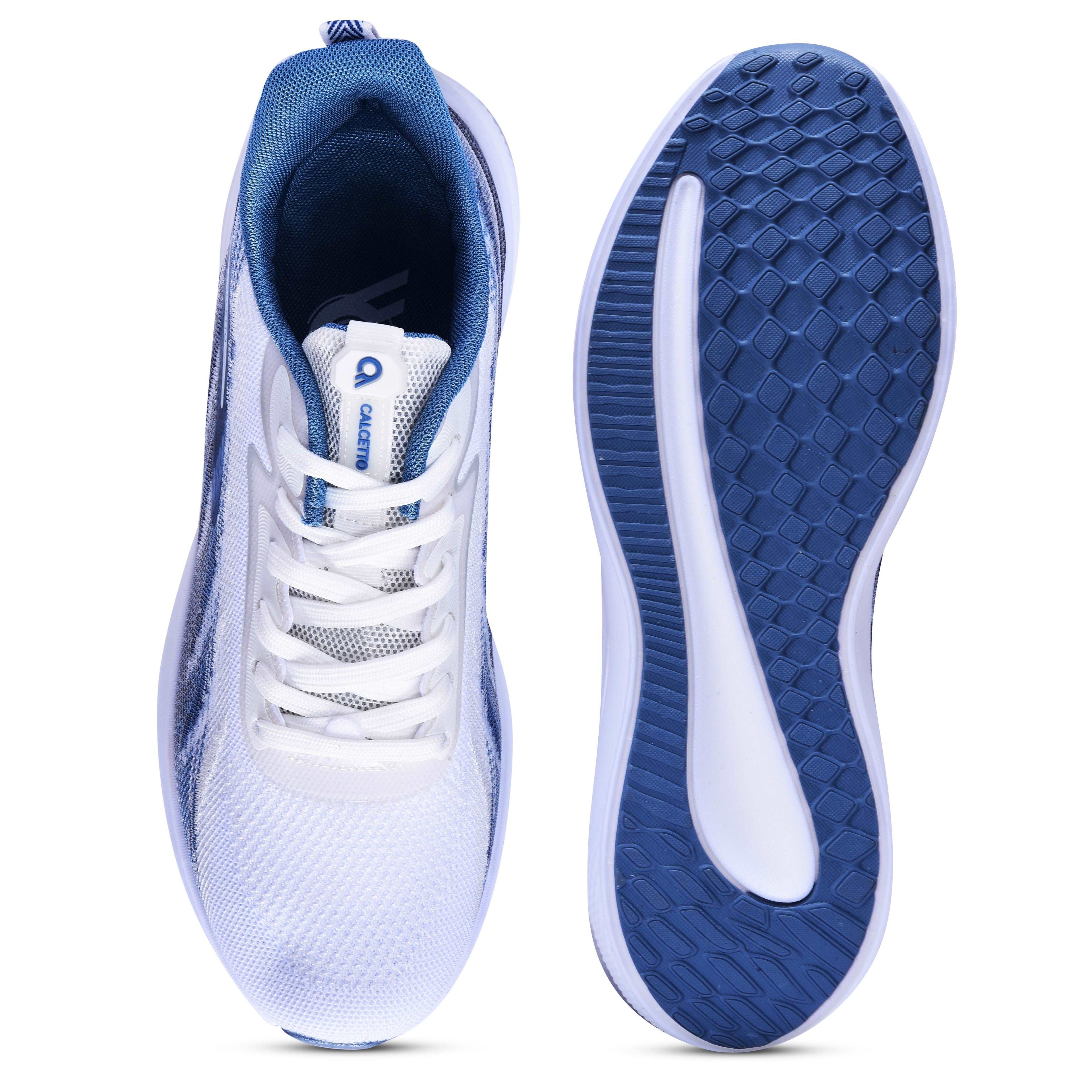 Calcetto CLT-0989 White Blue Running Sports Shoe For Men