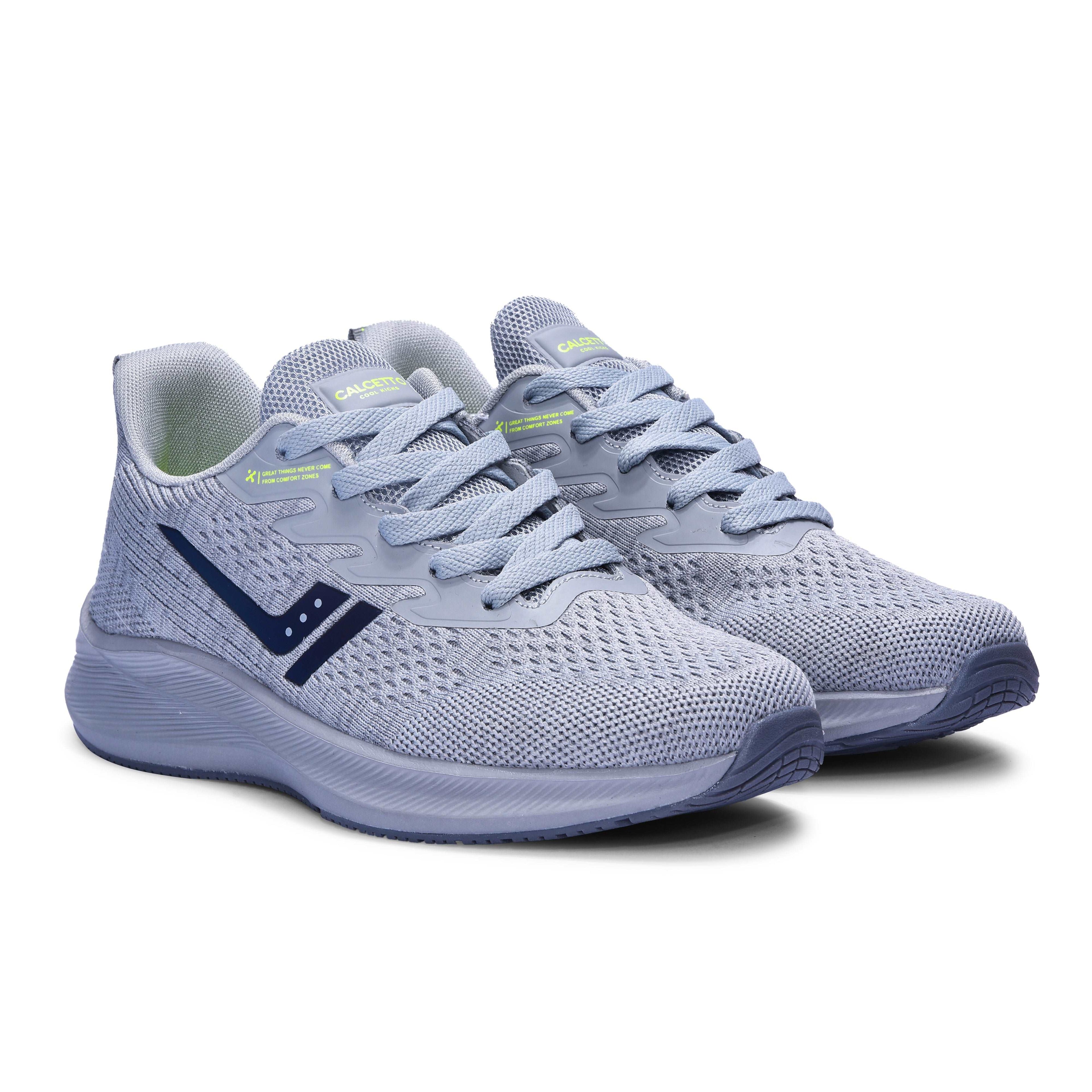 Calcetto CLT-0964 L Grey Lime Running Sports Shoe For Men