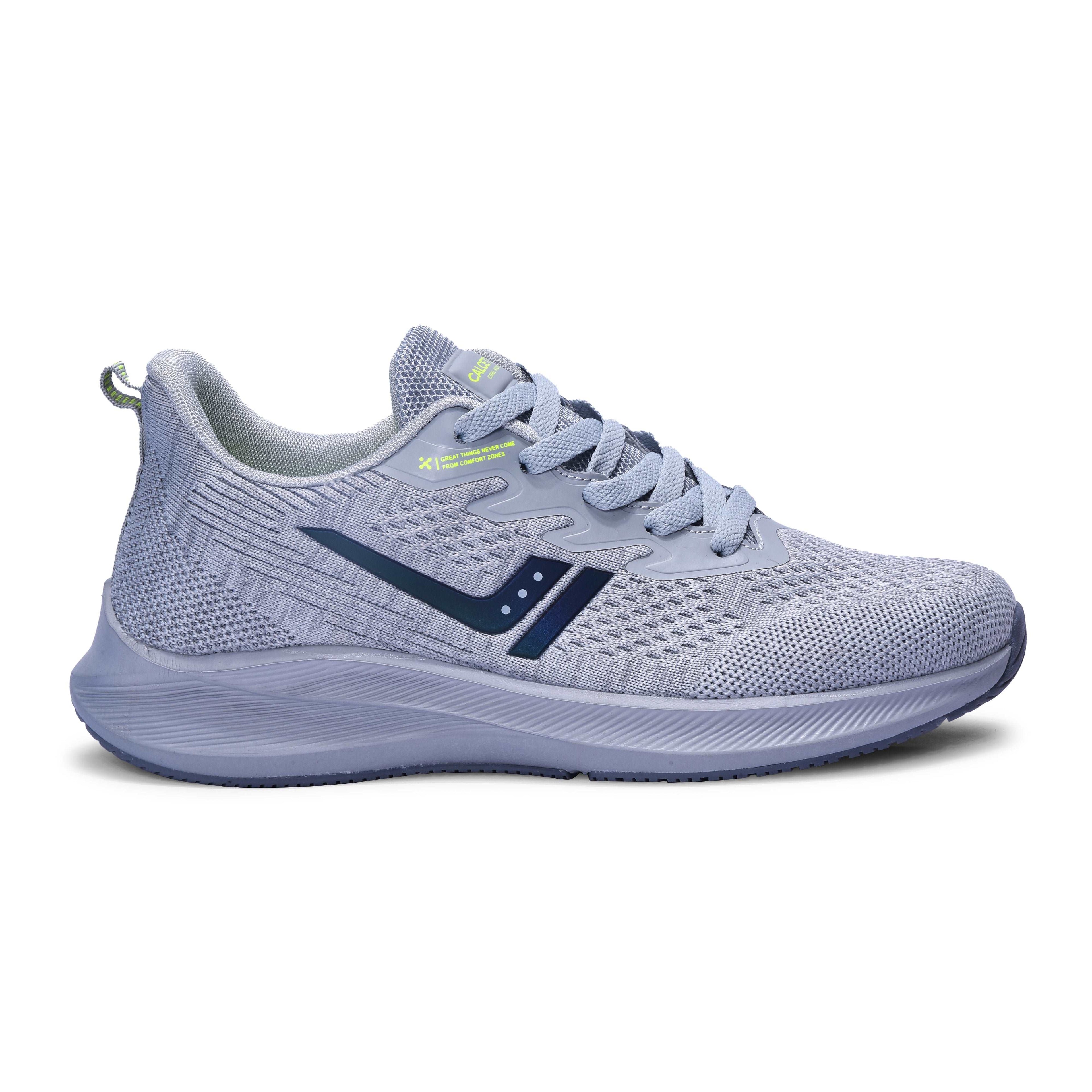 Calcetto CLT-0964 L Grey Lime Running Sports Shoe For Men