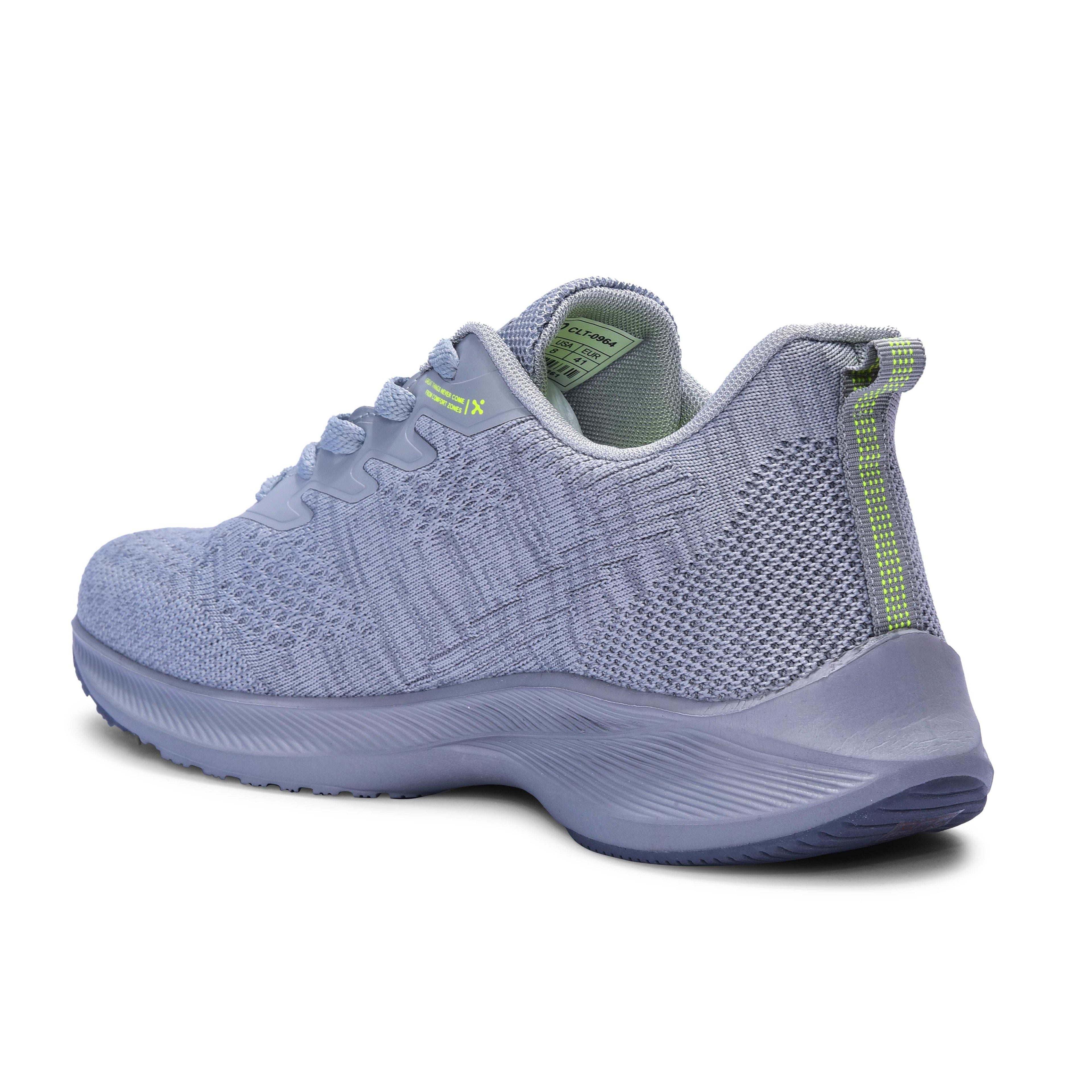 Calcetto CLT-0964 L Grey Lime Running Sports Shoe For Men