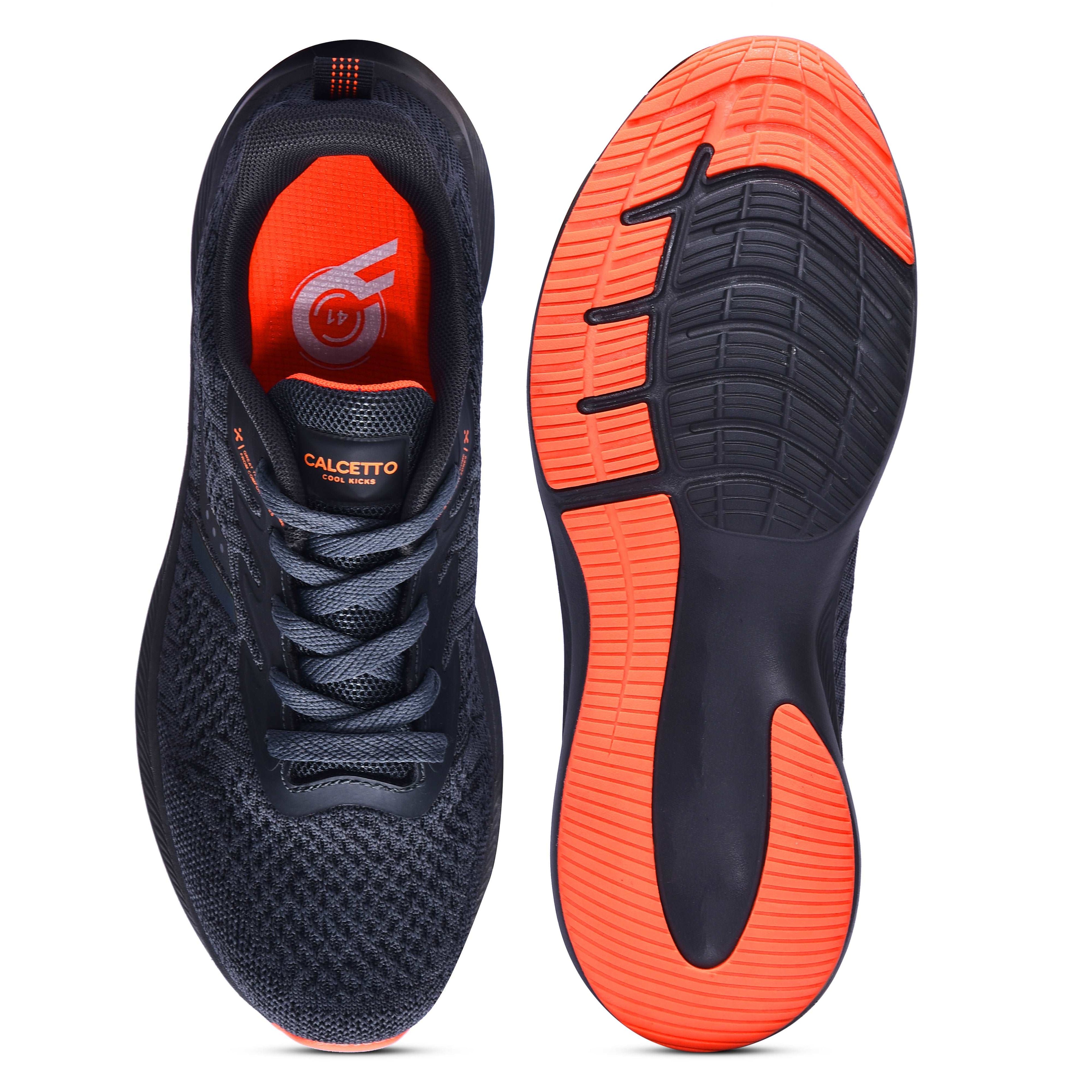 Calcetto CLT-0964 D Grey Orange Running Sports Shoe For Men