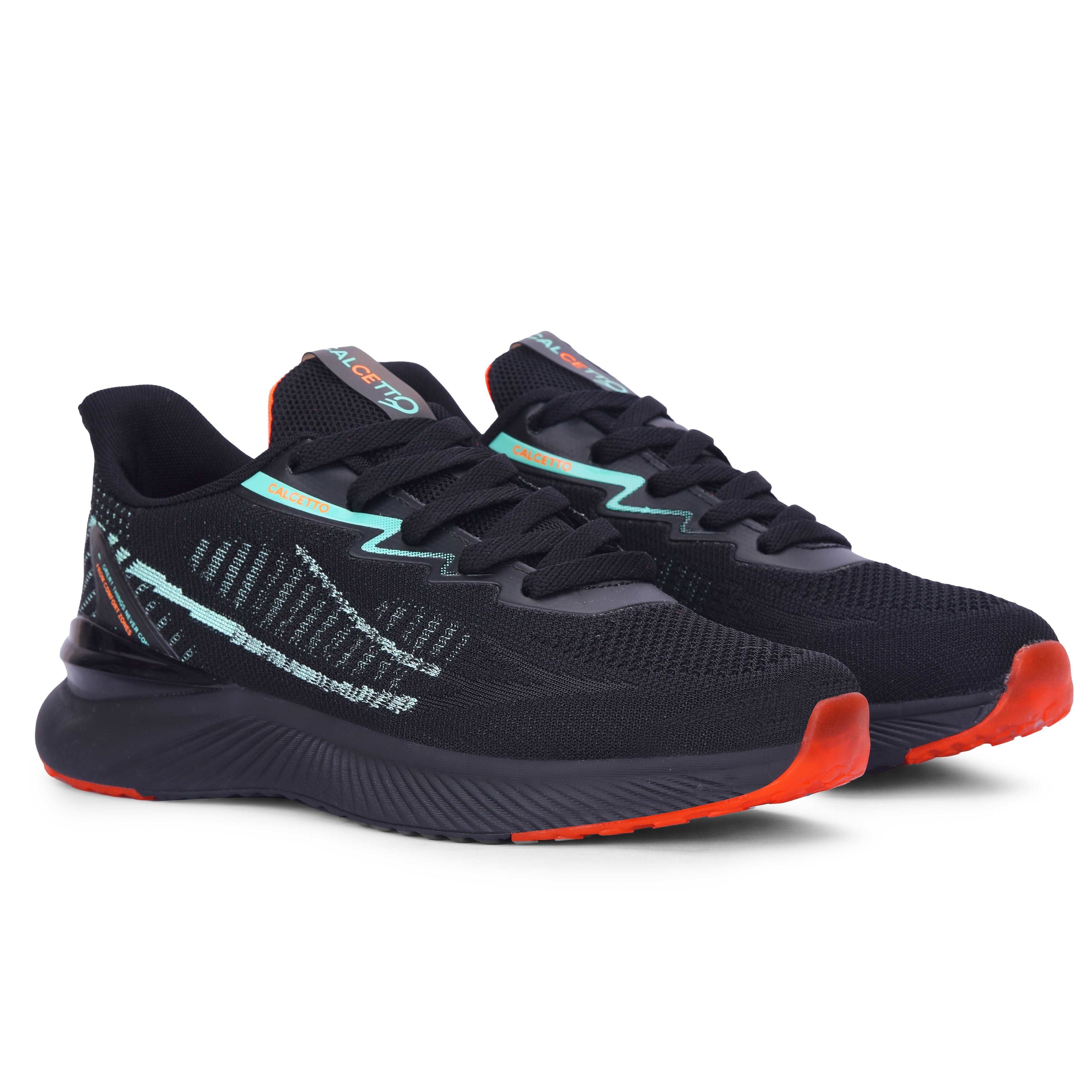 Calcetto CLT-0987 Black Green Running Sports Shoe For Men