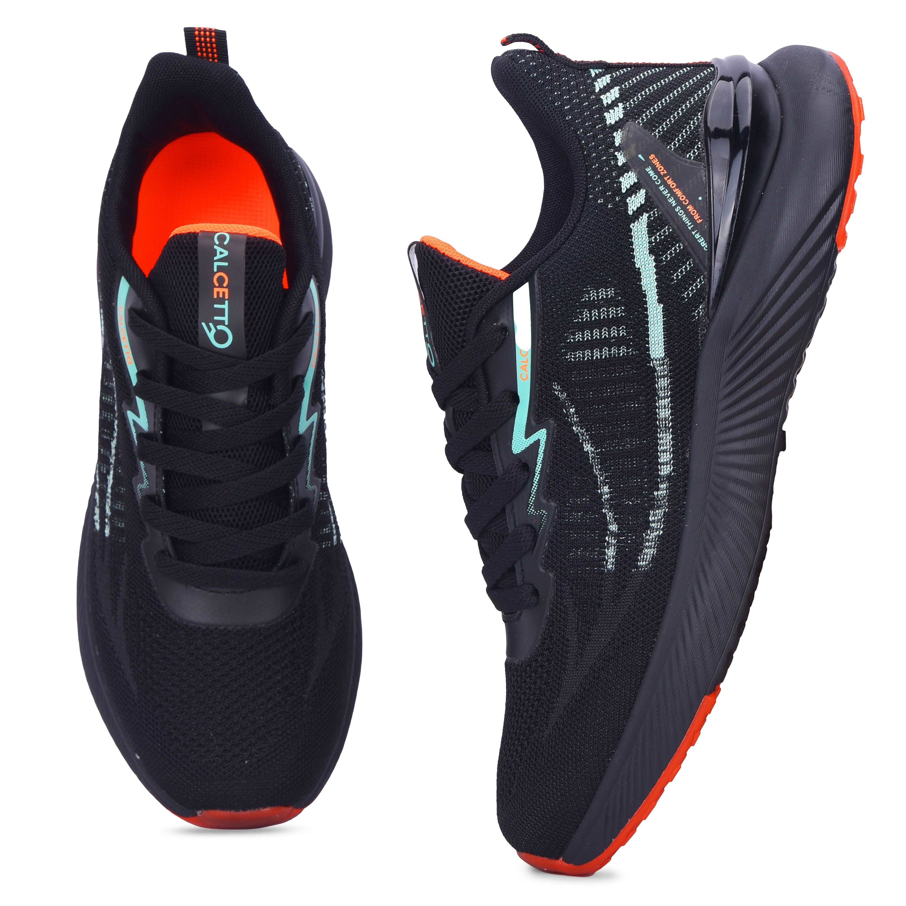 Calcetto CLT-0987 Black Green Running Sports Shoe For Men