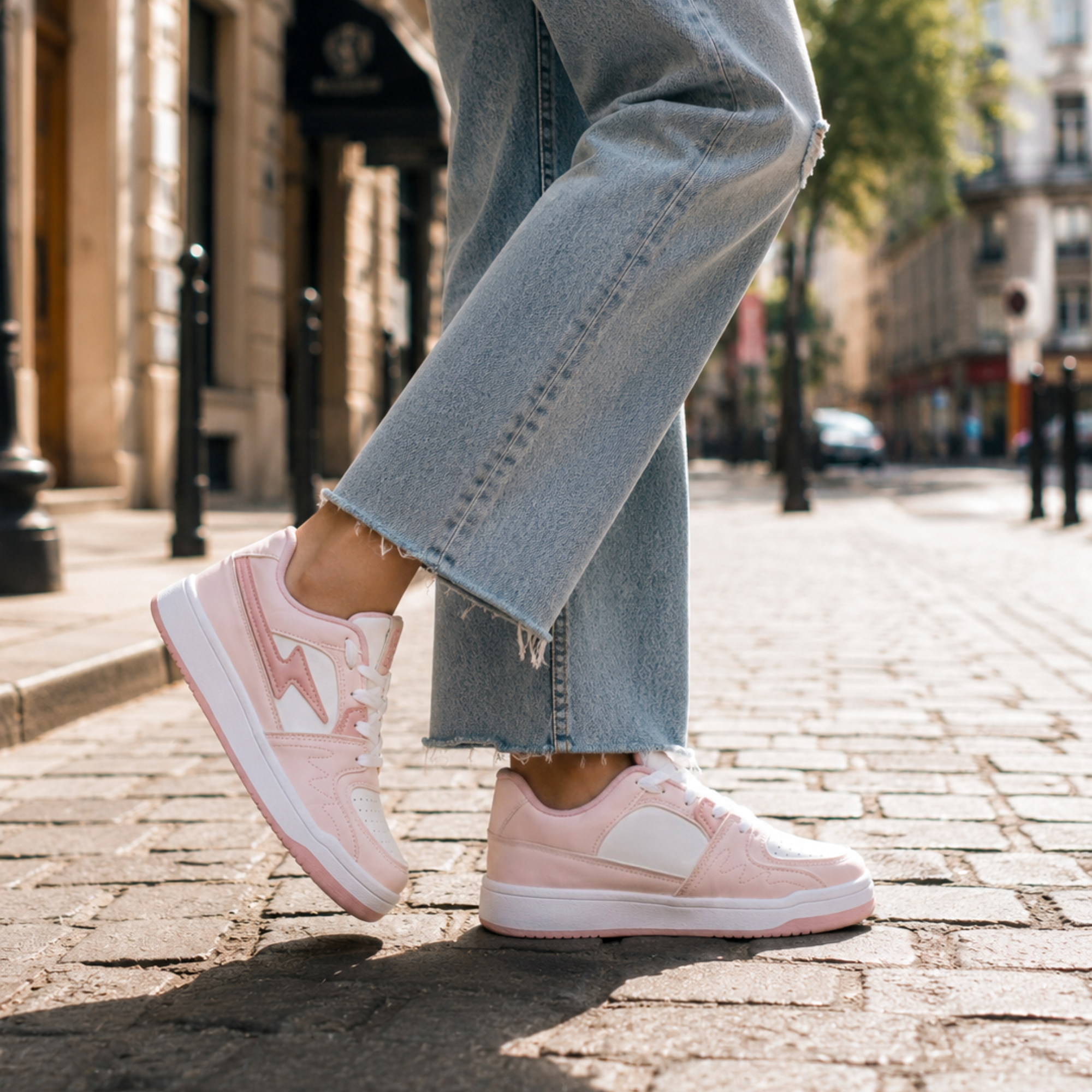 Light Weight CLT-9851 PINK WHITE Running Shoes