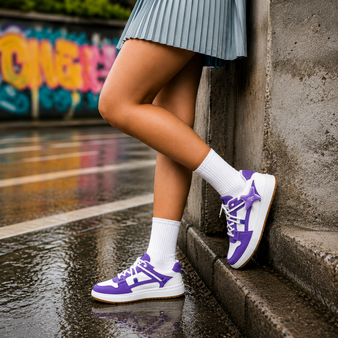 Women LDS-035 Sneakers White Purple