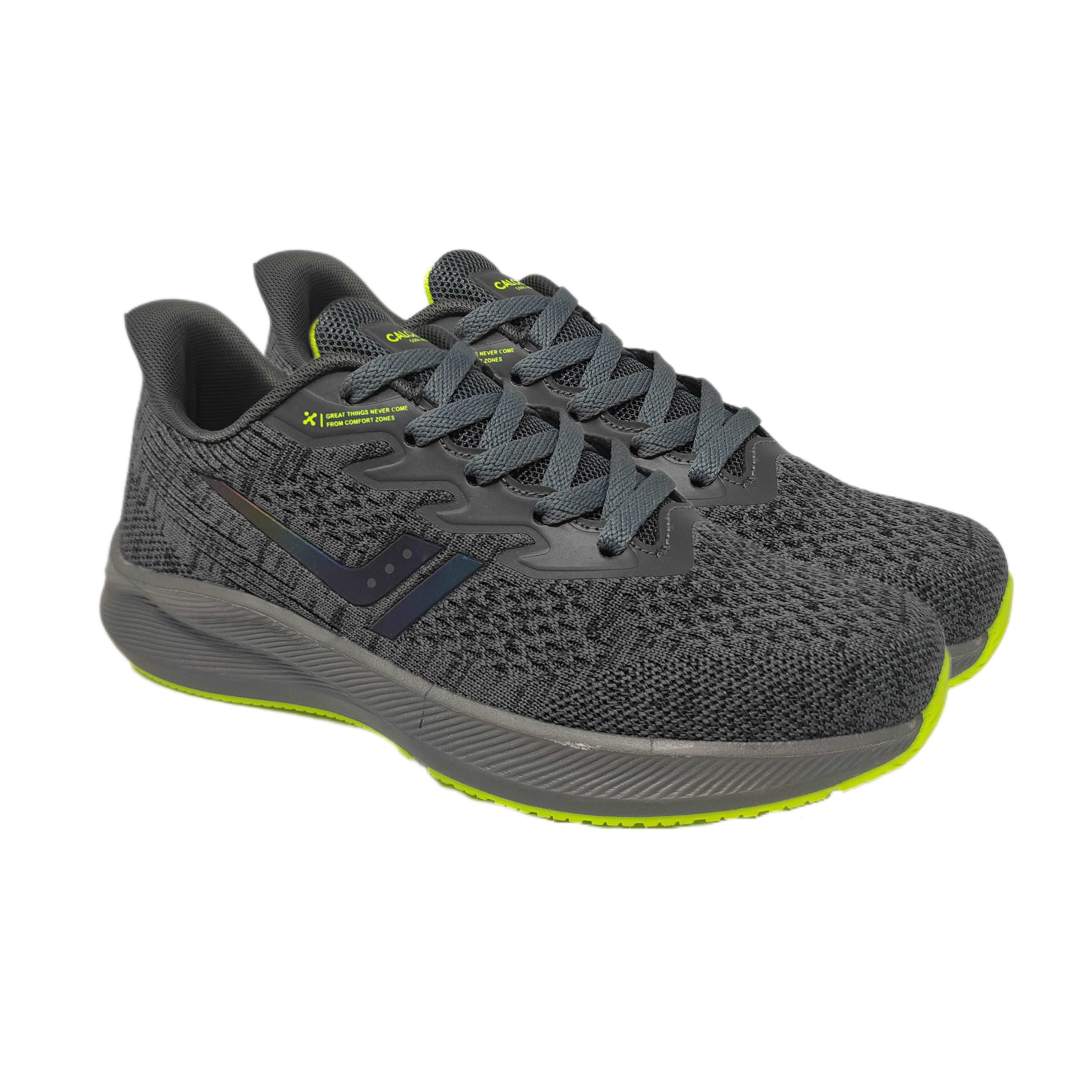 Calcetto CLT-0964 D Grey Lime Running Sports Shoe For Men