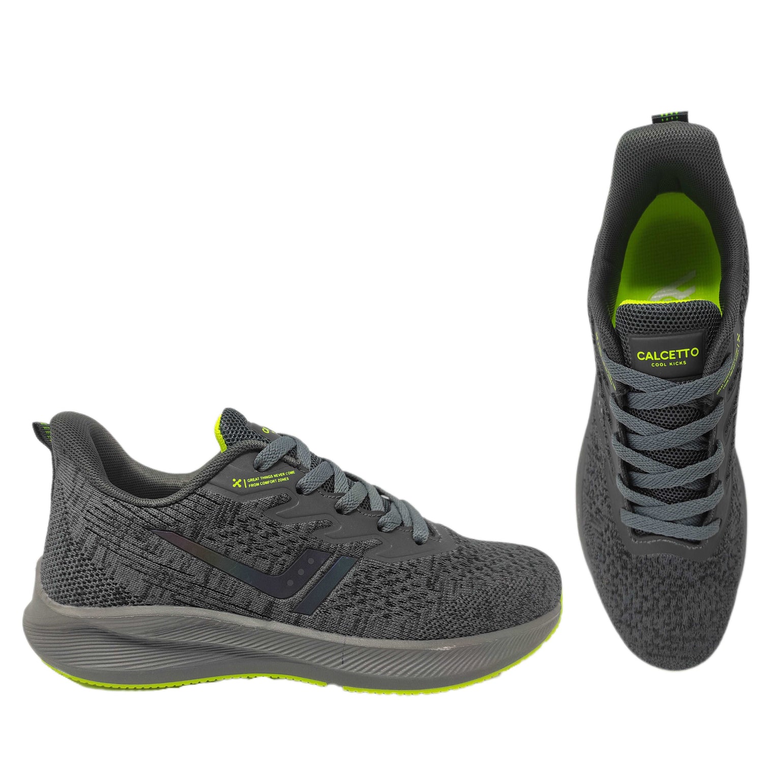 Calcetto CLT-0964 D Grey Lime Running Sports Shoe For Men