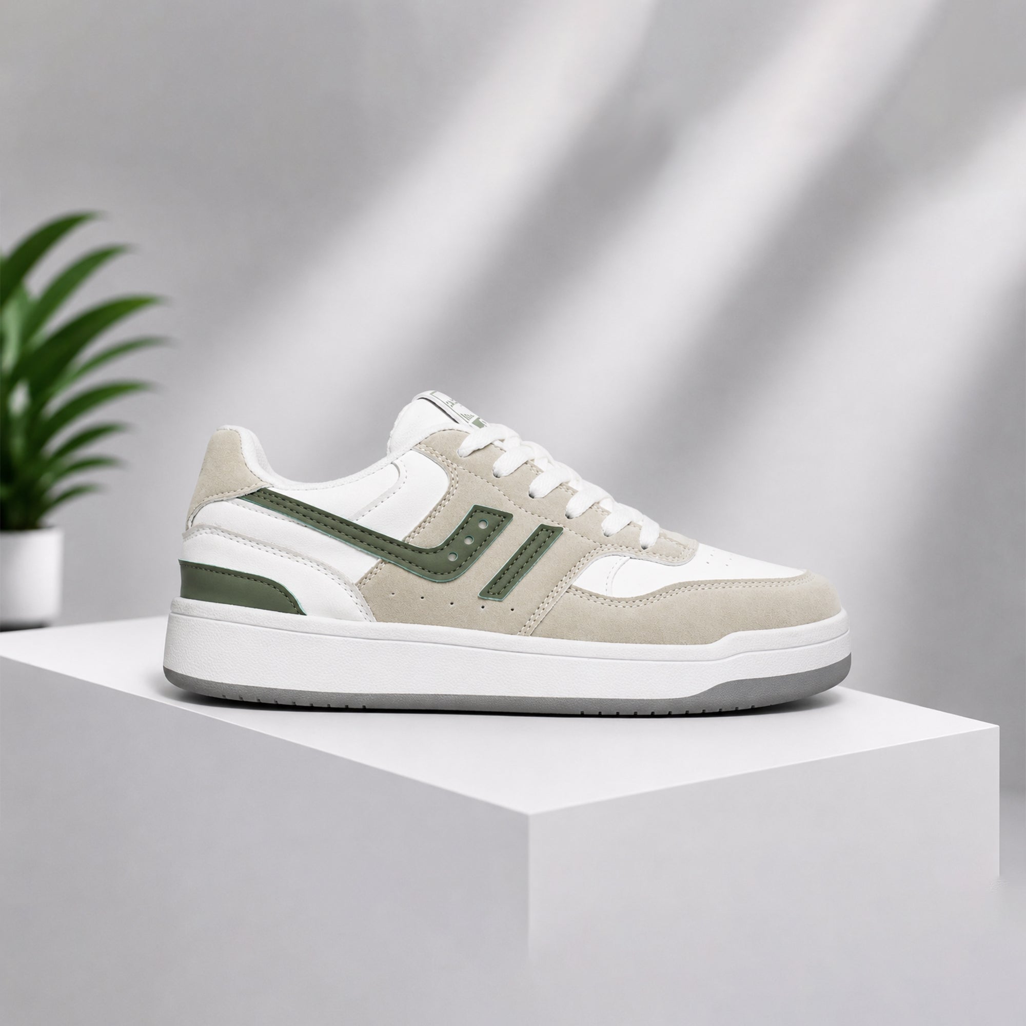 Light Weight CLT-6019 WHITE GREY GRN Sneakers