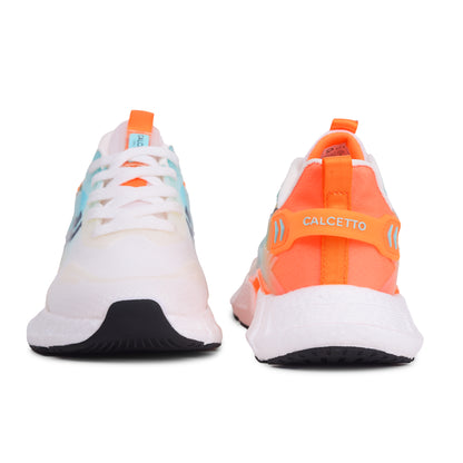 Calcetto CLT-1015 White Green Orange Casual Shoe For Men