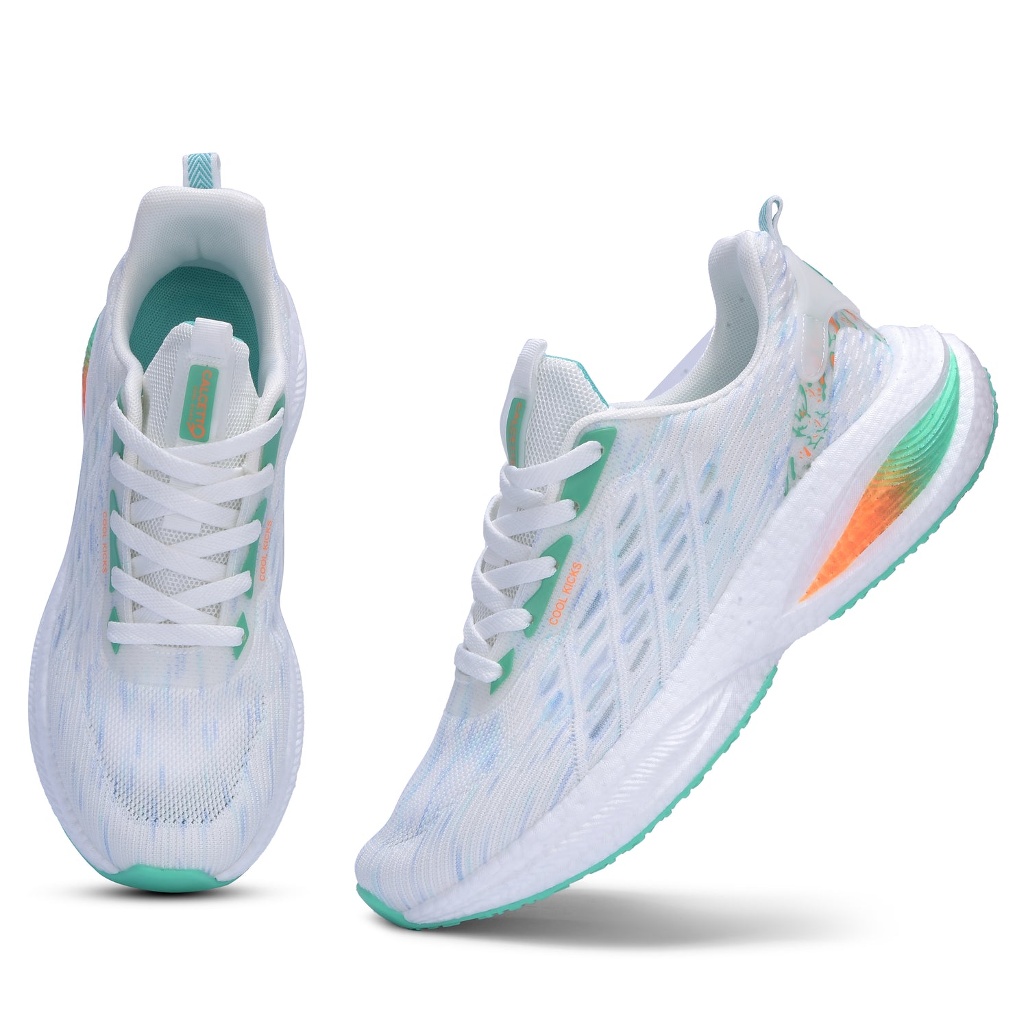 Calcetto CLT-1008 White S Green Running Shoe For Men