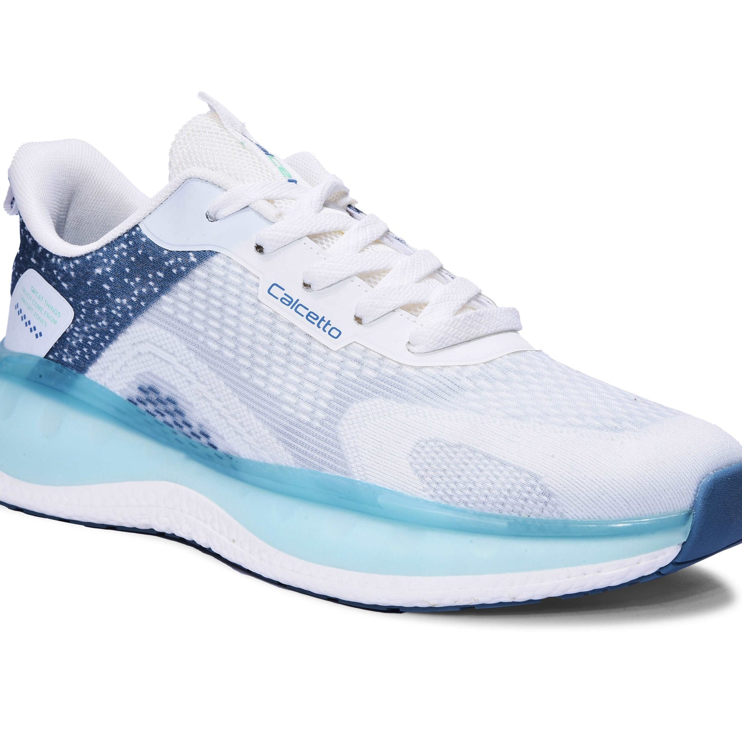 Calcetto CLT-0986 White Blue Running Sports Shoe For Men