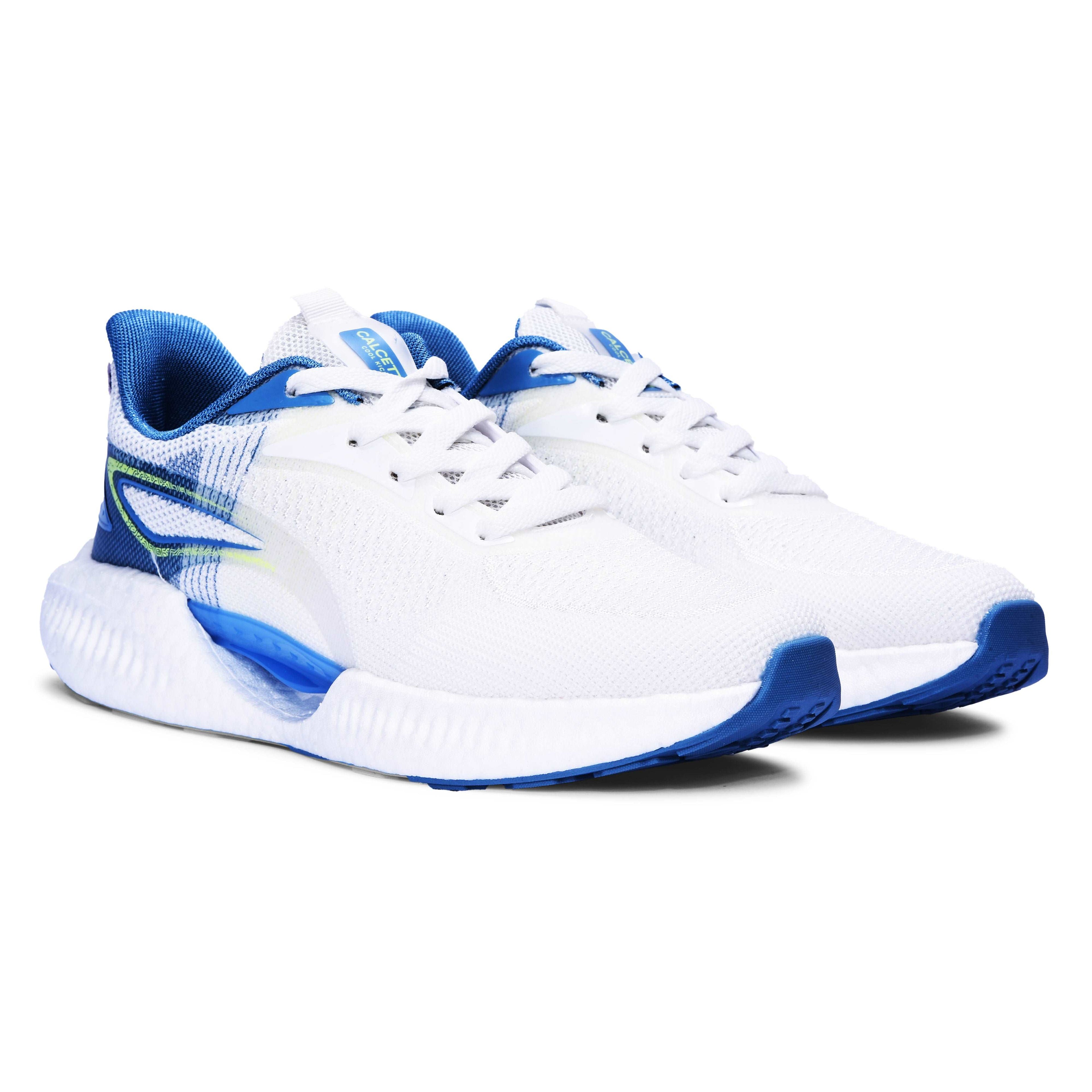 Calcetto CLT-1007 White Blue Running Sports Shoe For Men