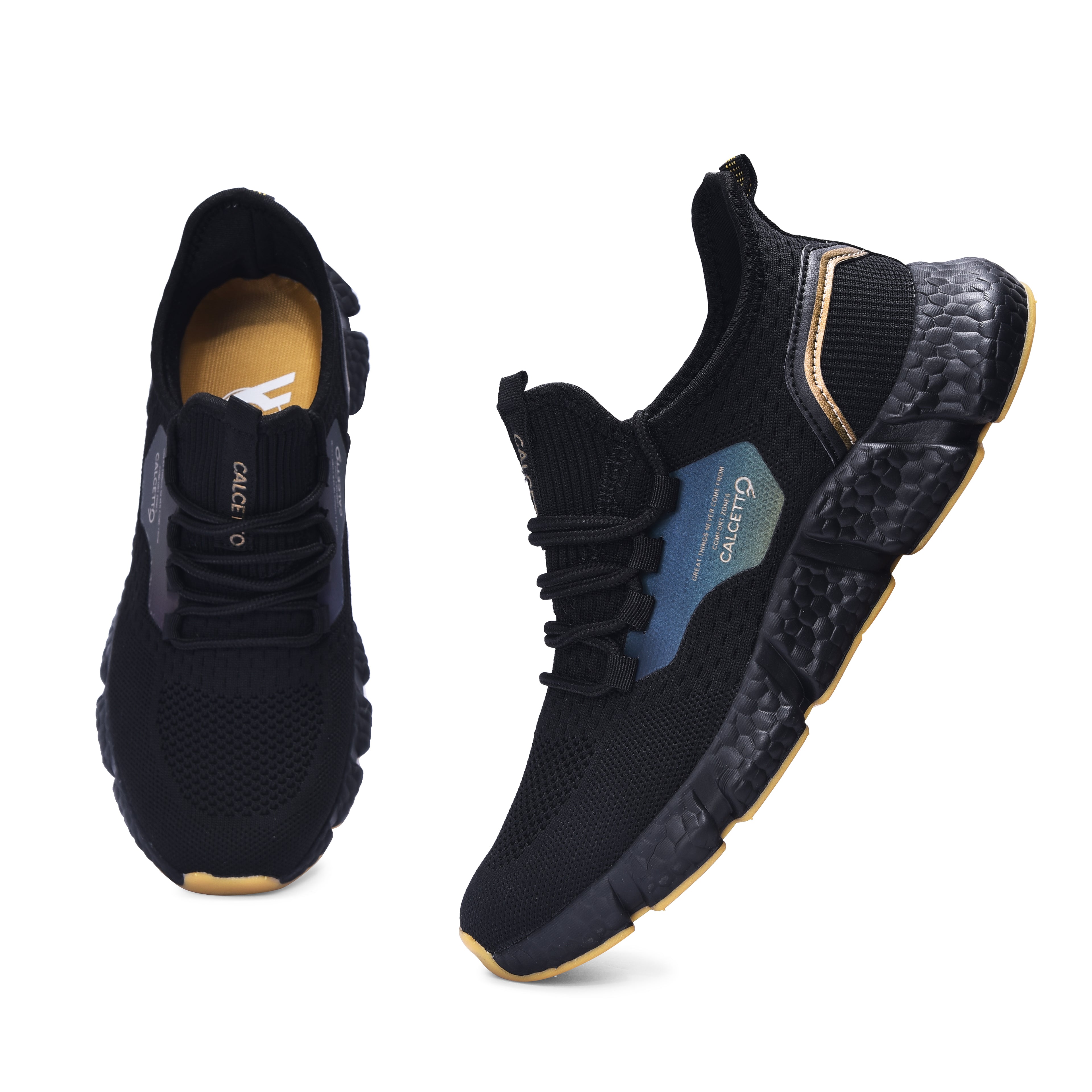 Calcetto CLT-0973 Black Gold Casual Shoe For Men