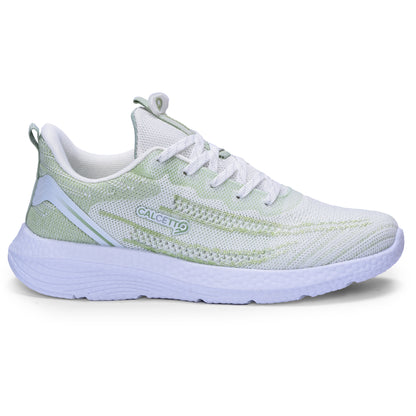Calcetto CLT-9826 White Green Casual Shoe For Women