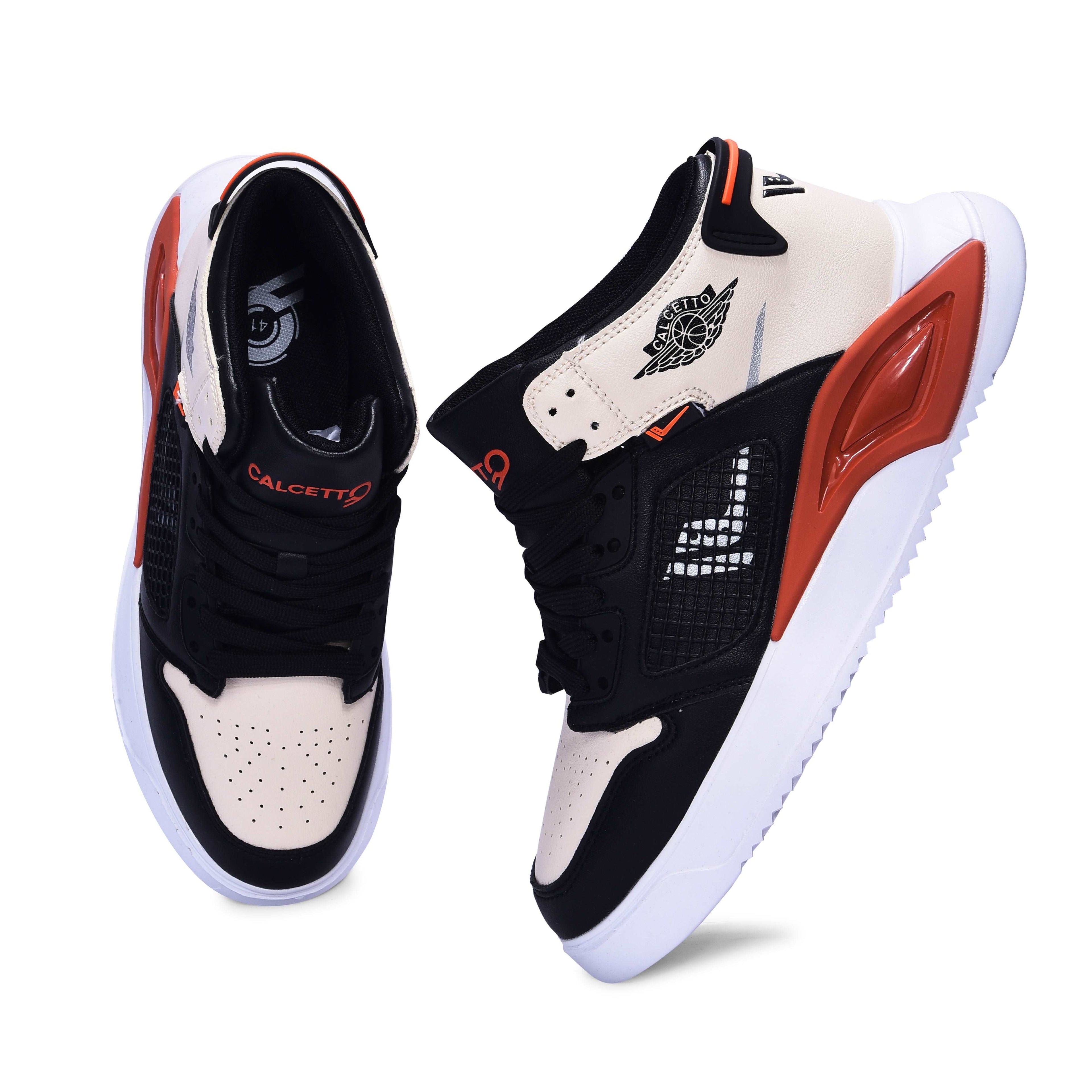 Calcetto CLT-0974 Black Beige Orange Sneaker For Men