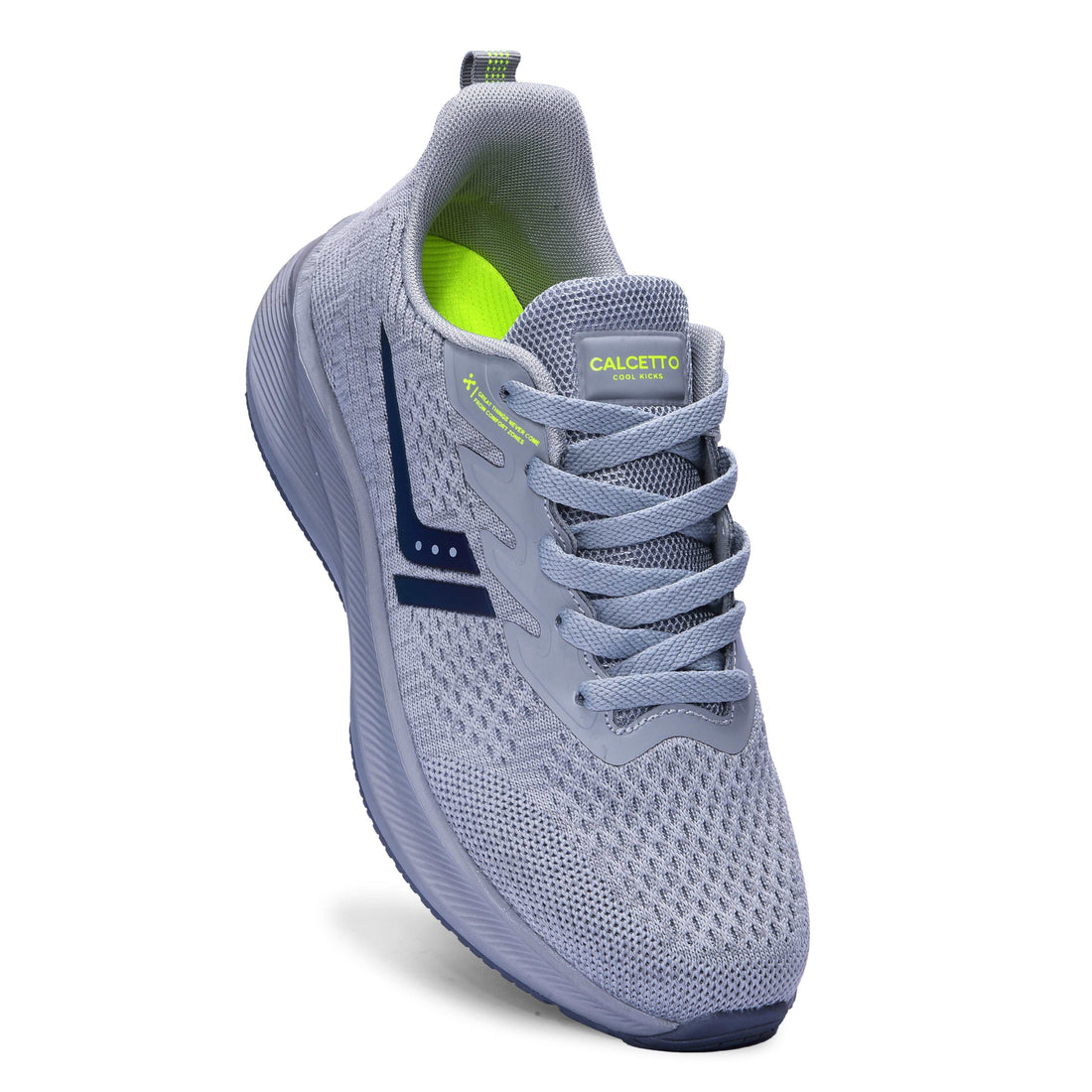 Calcetto CLT-0964 L Grey Lime Running Sports Shoe For Men
