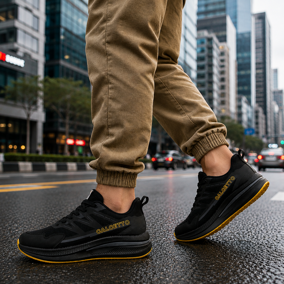Light Weight CLT-1071 BLACK GOLD Running Shoes