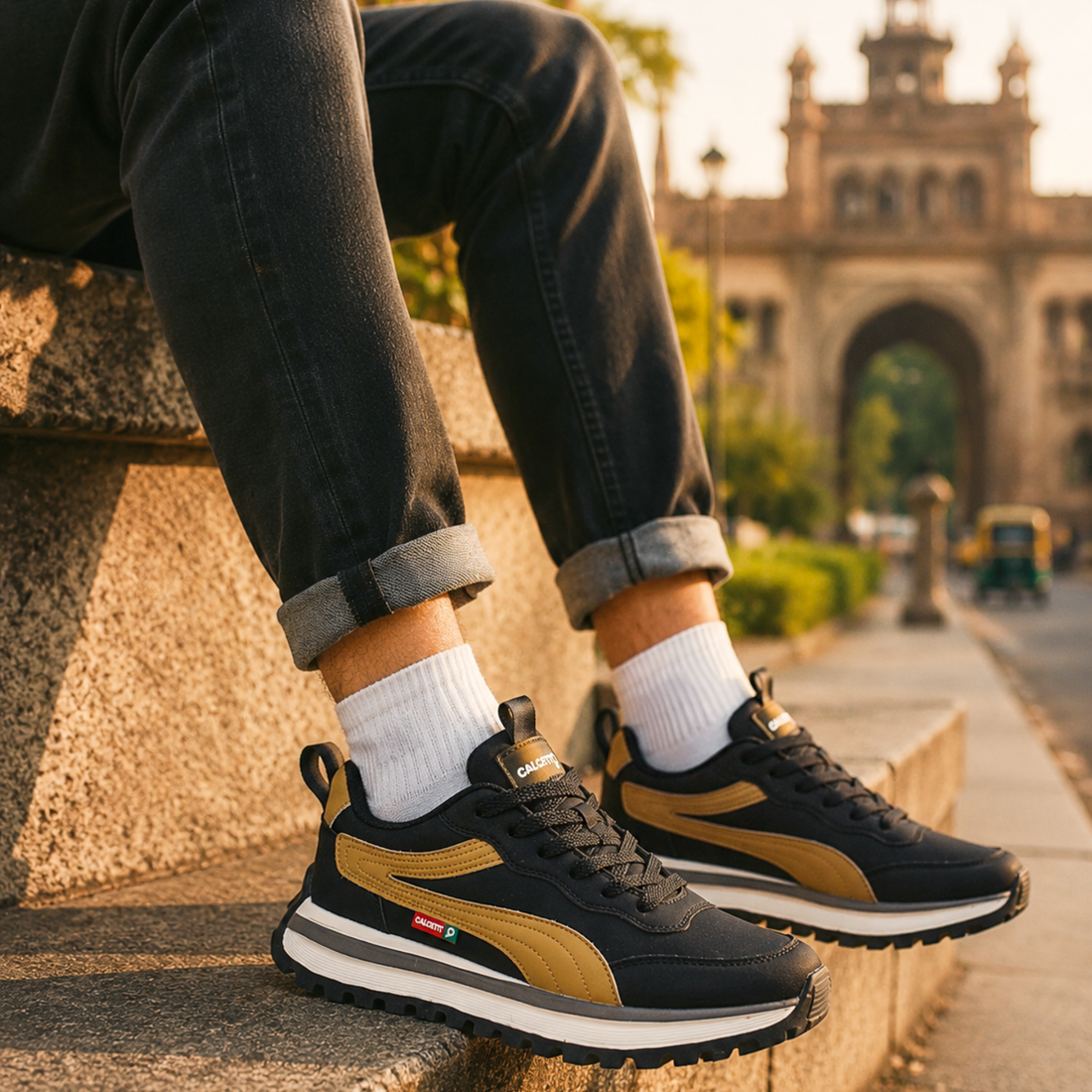 Light Weight CLT-1073 BLACK GOLD Running Shoes