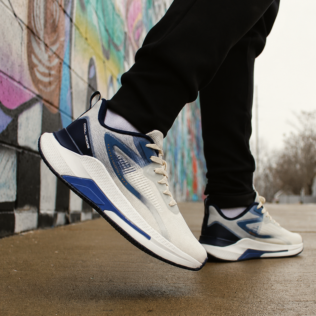 Light Weight CLT-2085 L BEIGE NAVY Running Shoes