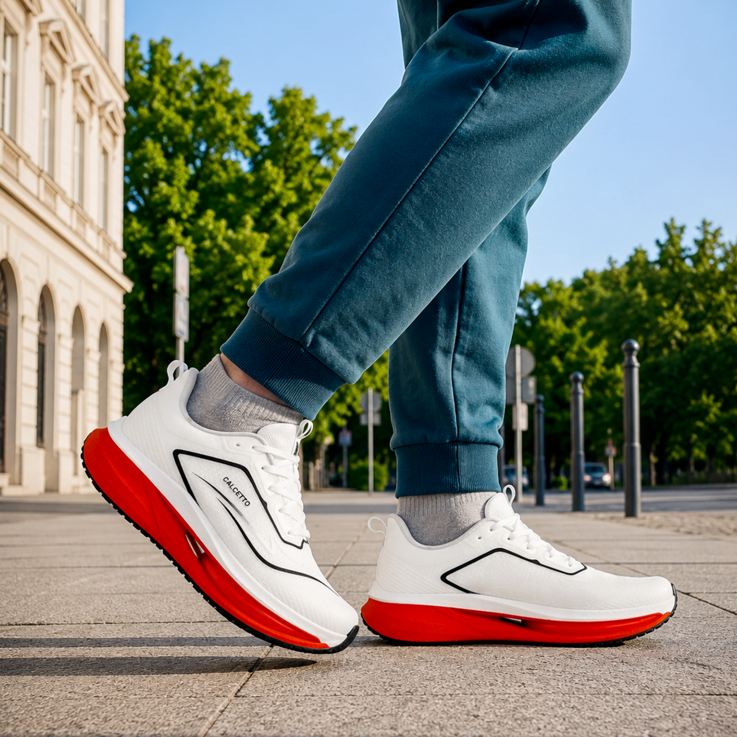 Light Weight CLT-1062 WHITE ORANGE Running Shoes