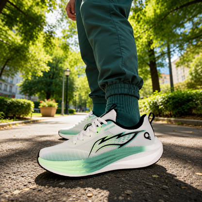 Light Weight CLT-1082 WHITE GREEN Running Shoes