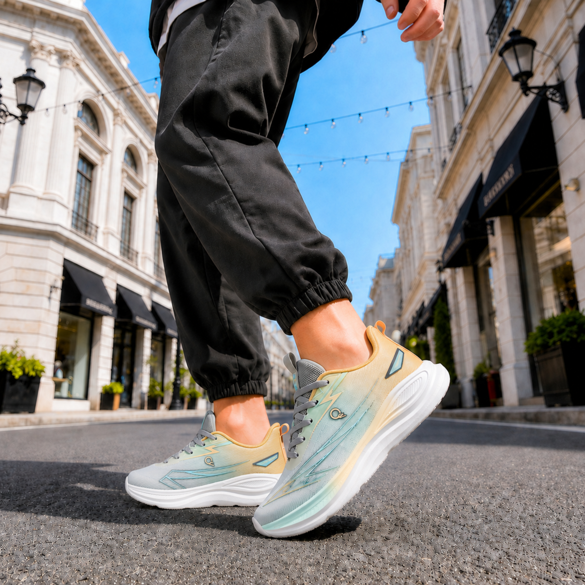 Light Weight CLT-9847 L GREY GREEN Running Shoes